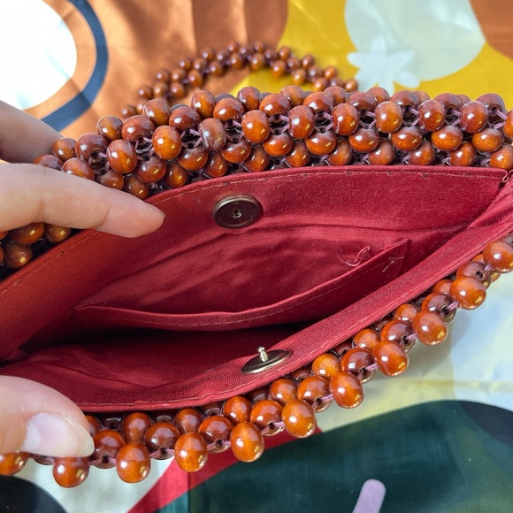 Vintage Japanese Wood Beaded Bag 🧮 - Picture 4 of 7